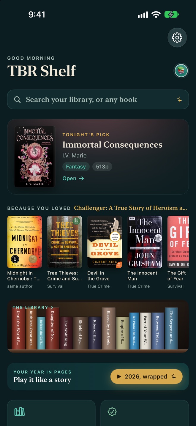 Home screen in dark mode