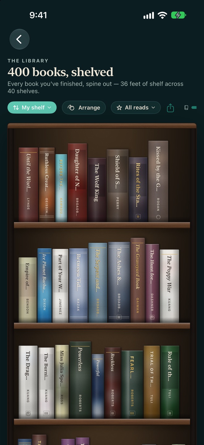 The Library in dark mode